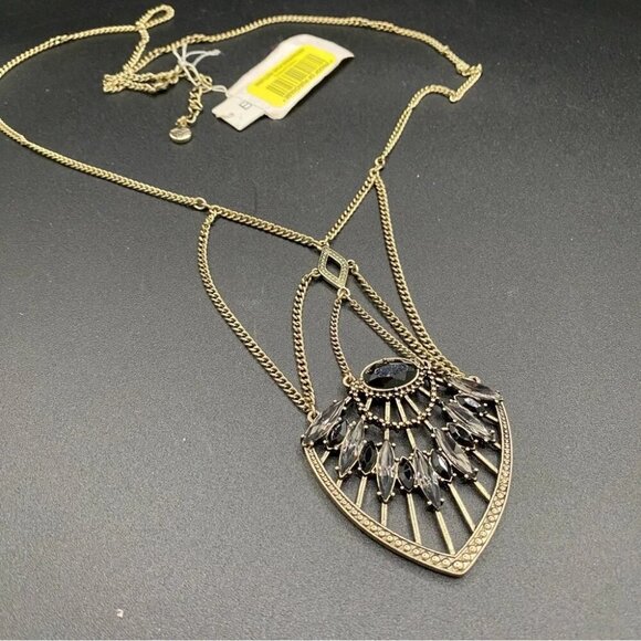 BCBGeneration NWT Tribal Black and Grey Statement Necklace - Picture 6 of 17